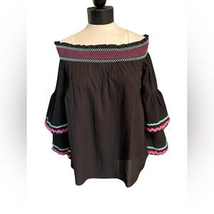 Entro Off the Shoulder Top | Tiered Bell Sleeves | Resort Wear Shirt